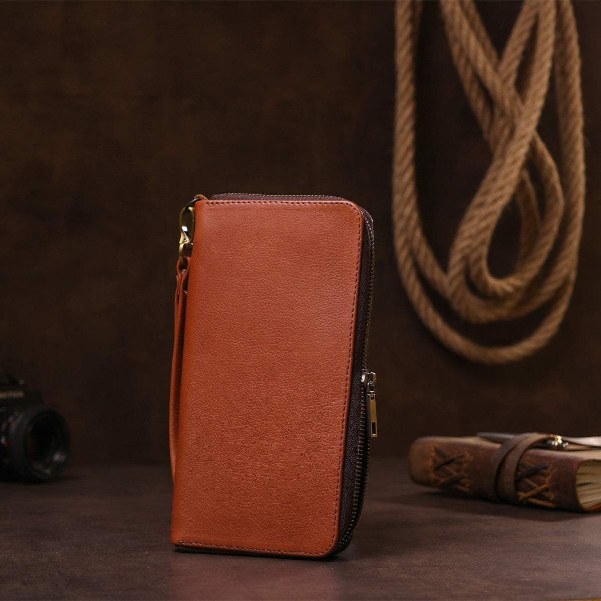 Men's Leather Clutch SHVIGEL 19122 Brown Made in Ukraine, Genuine Leather Material