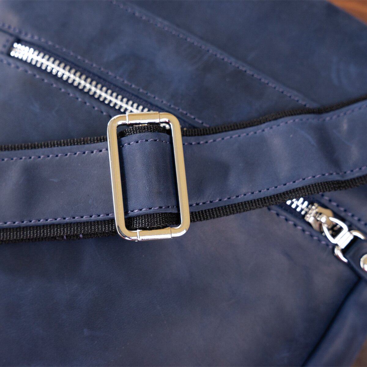 Natural Leather Handbag SHVIGEL 11015 Blue - Ukrainian Quality Craftsmanship