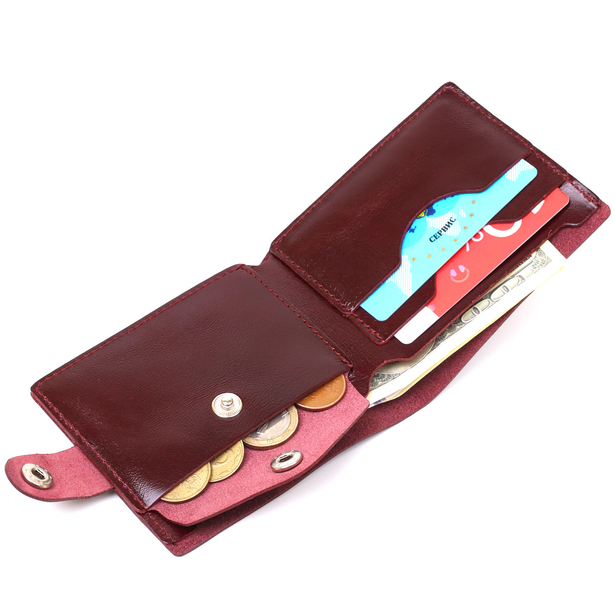 Stylish Leather Wallet SHVIGEL 16442 Burgundy Natural Leather Quality Finish