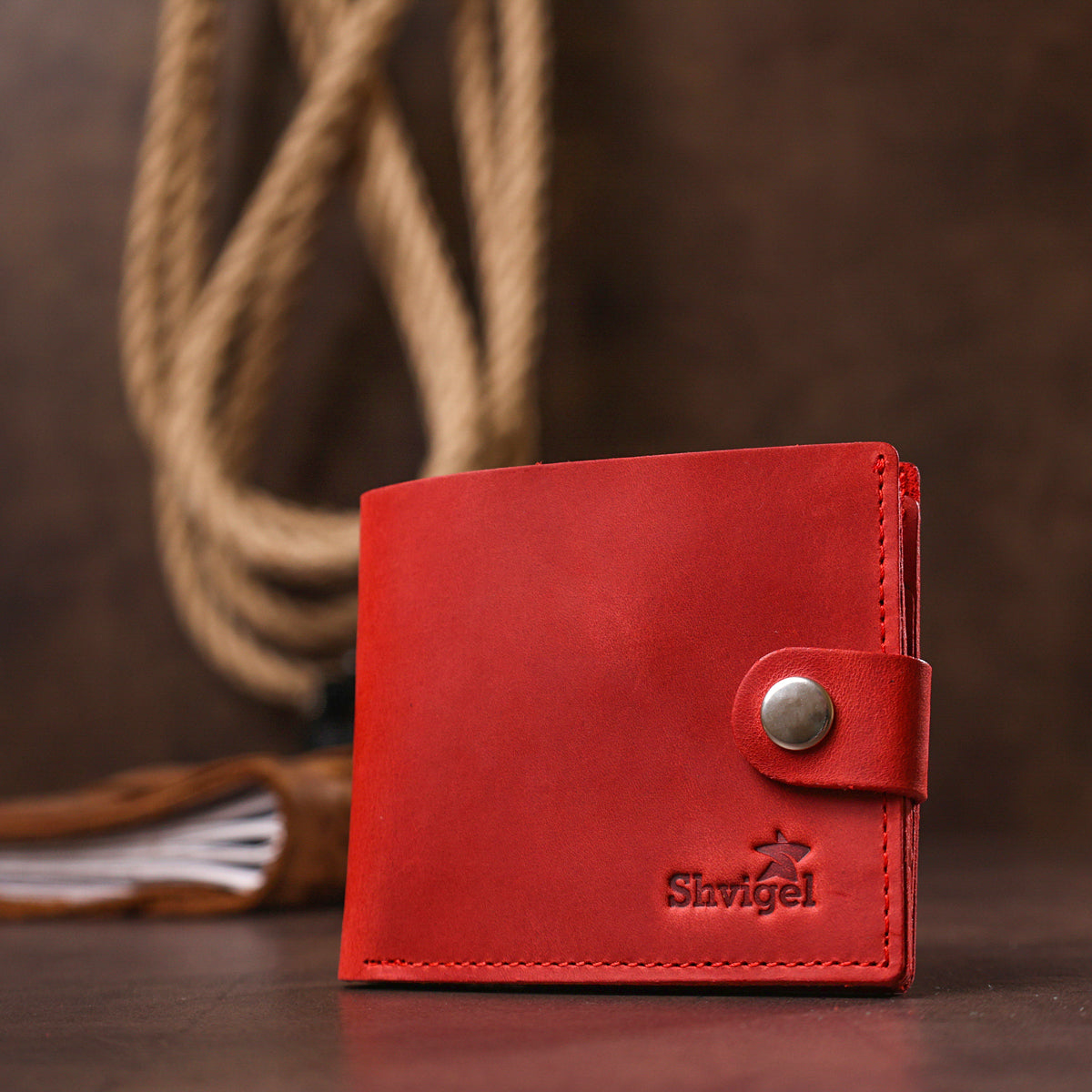 Small Vintage Women's Wallet SHVIGEL 16455 Red Genuine Leather from Ukraine