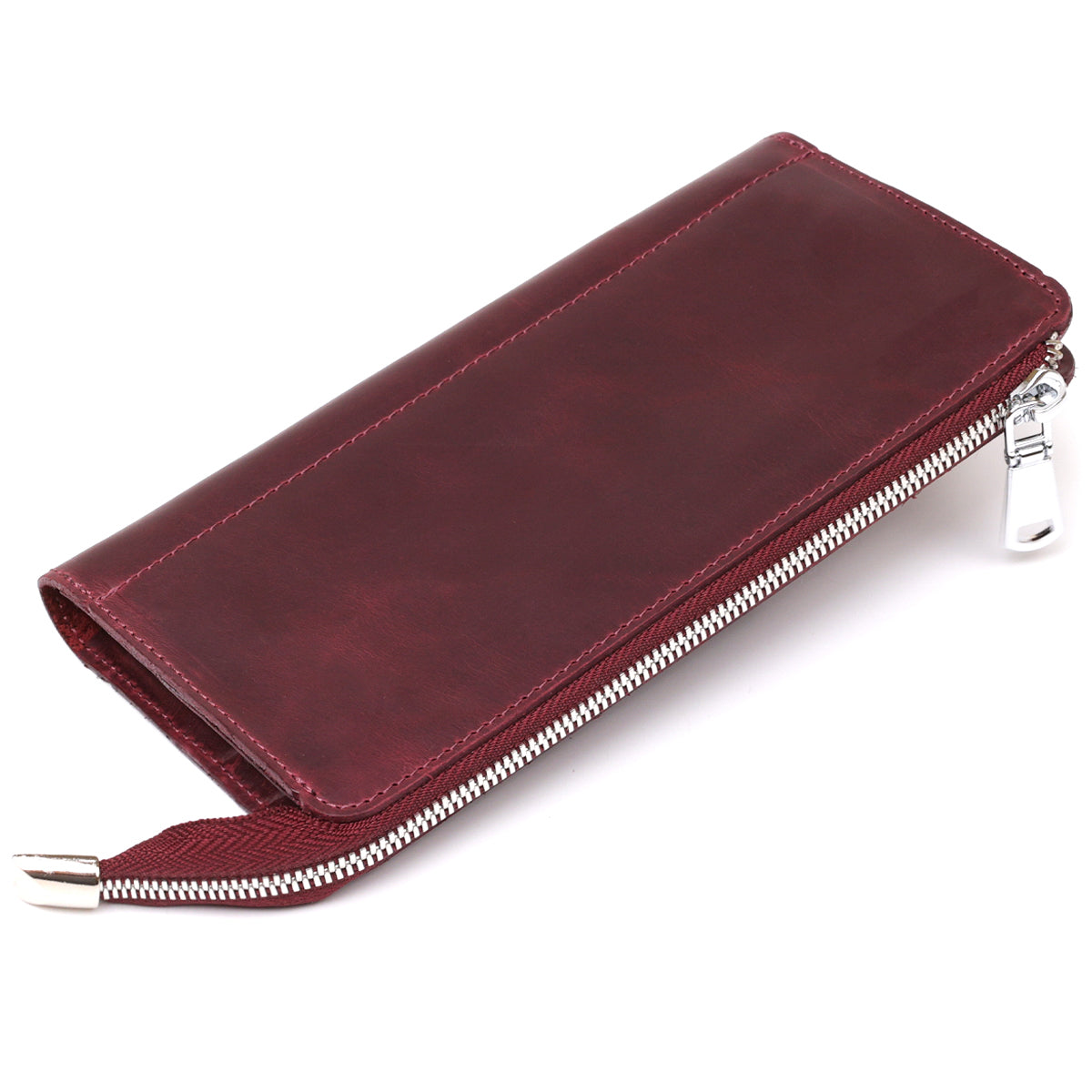 Unisex Vintage Leather Clutch by SHVIGEL 16187 in Burgundy - Natural Leather, Ukraine
