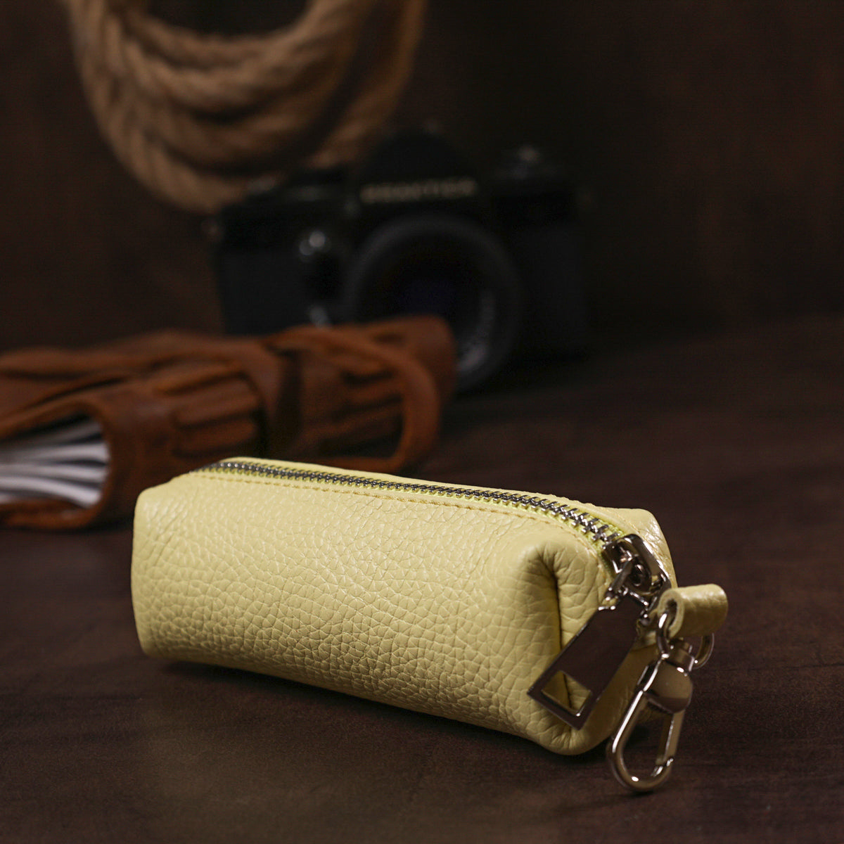 Excellent Women's Key Holder SHVIGEL 16541 Lemon Yellow Natural Leather for Keys