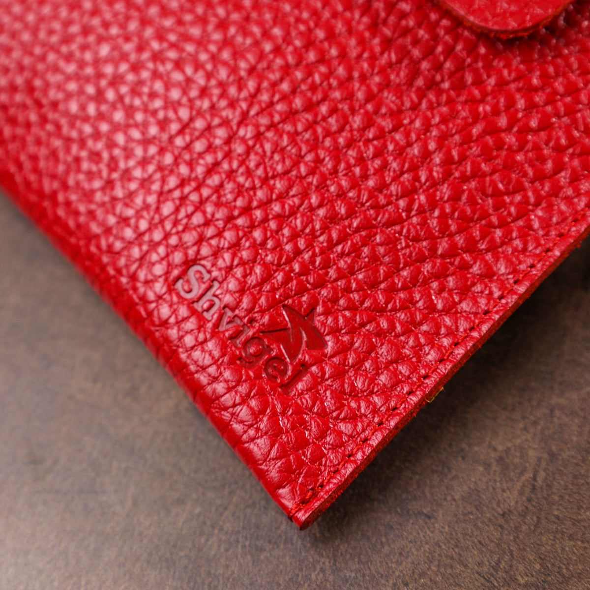Leather Travel Cosmetic Bag SHVIGEL 16417 Red Natural Leather Made in Ukraine