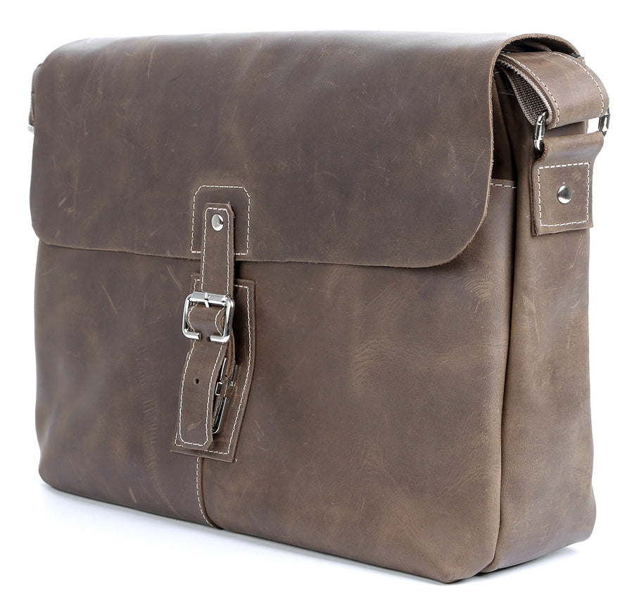 Vintage Leather Bag SHVIGEL 00980 Brown Natural Leather Handmade in Ukraine