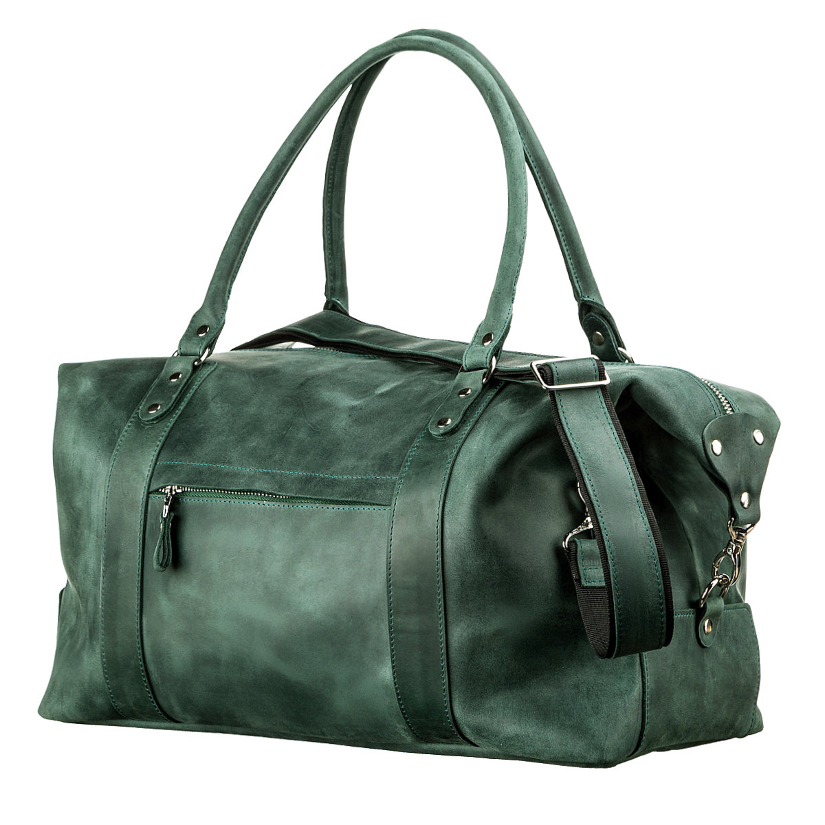 Travel Bag SHVIGEL 11128 Green Natural Leather Durable Design from Ukraine
