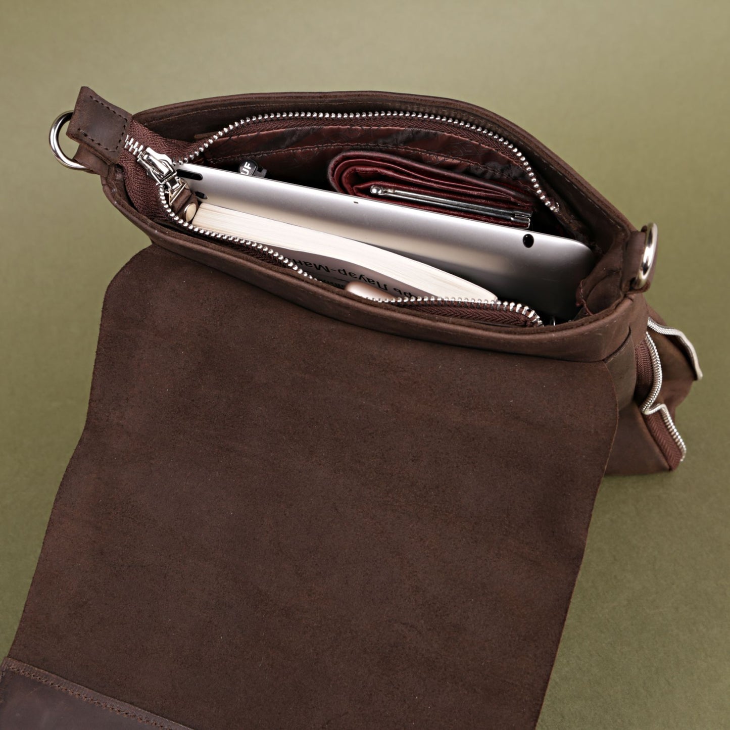 Leather Bag SHVIGEL 00999 Brown Natural Leather Handmade in Ukraine