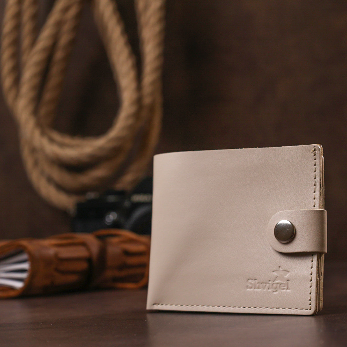 Stylish Leather Wallet SHVIGEL 16468 Beige Genuine Leather for Daily Use