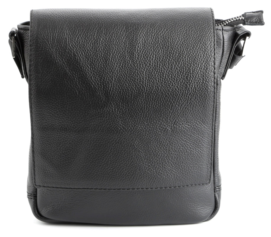 Black Messenger Bag SHVIGEL 00964 | Genuine Leather | Made in Ukraine