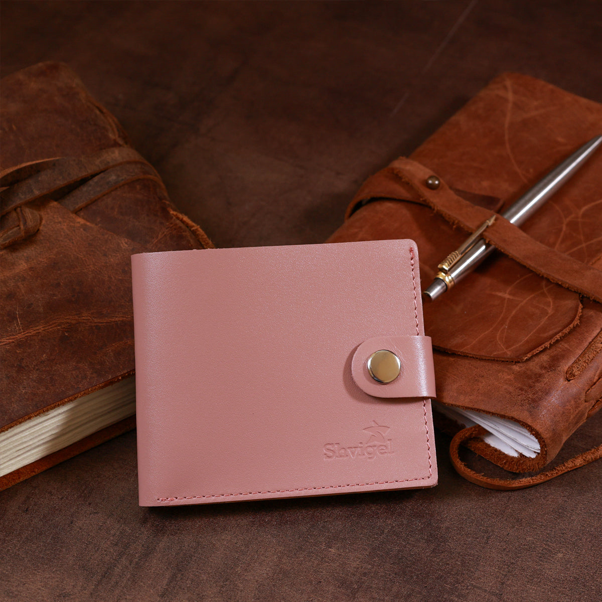 Horizontal Leather Wallet SHVIGEL 16467 Pink Genuine Leather Stylish Design