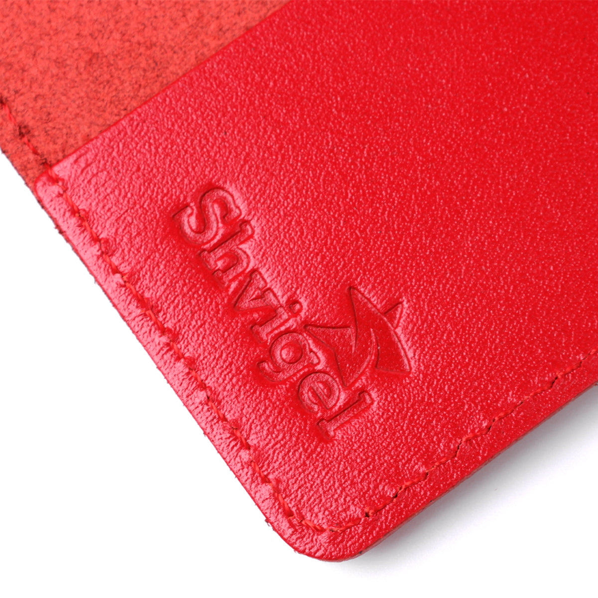Leather Passport Cover with Card Slot and Frame by SHVIGEL 13981 Red, Genuine Leather