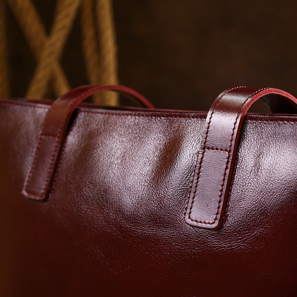 Stylish Women's Leather Tote Bag SHVIGEL 16368 Burgundy Natural Leather, Made in Ukraine