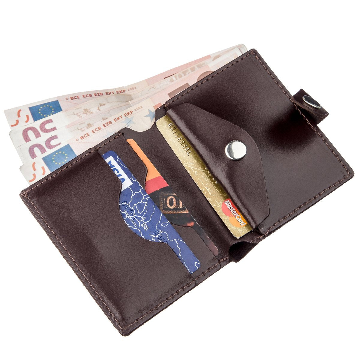 Vertical Leather Wallet for Men SHVIGEL 16218 Brown - Natural Leather, Coin Pocket