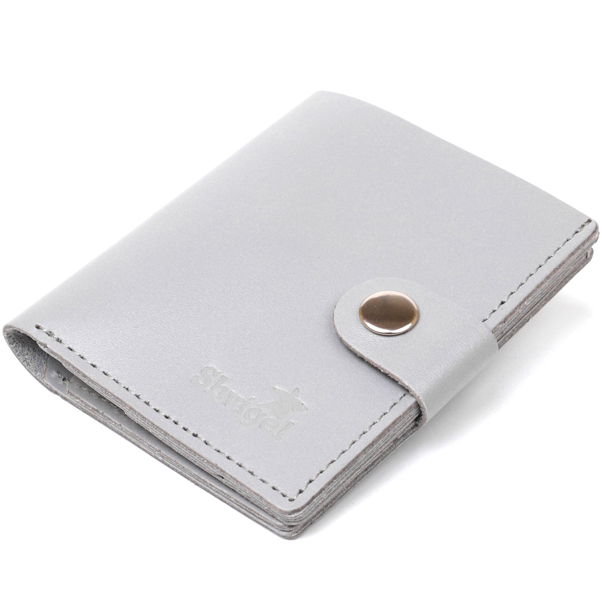 Compact Fashionable Wallet SHVIGEL 16493 Gray Genuine Leather from Ukraine