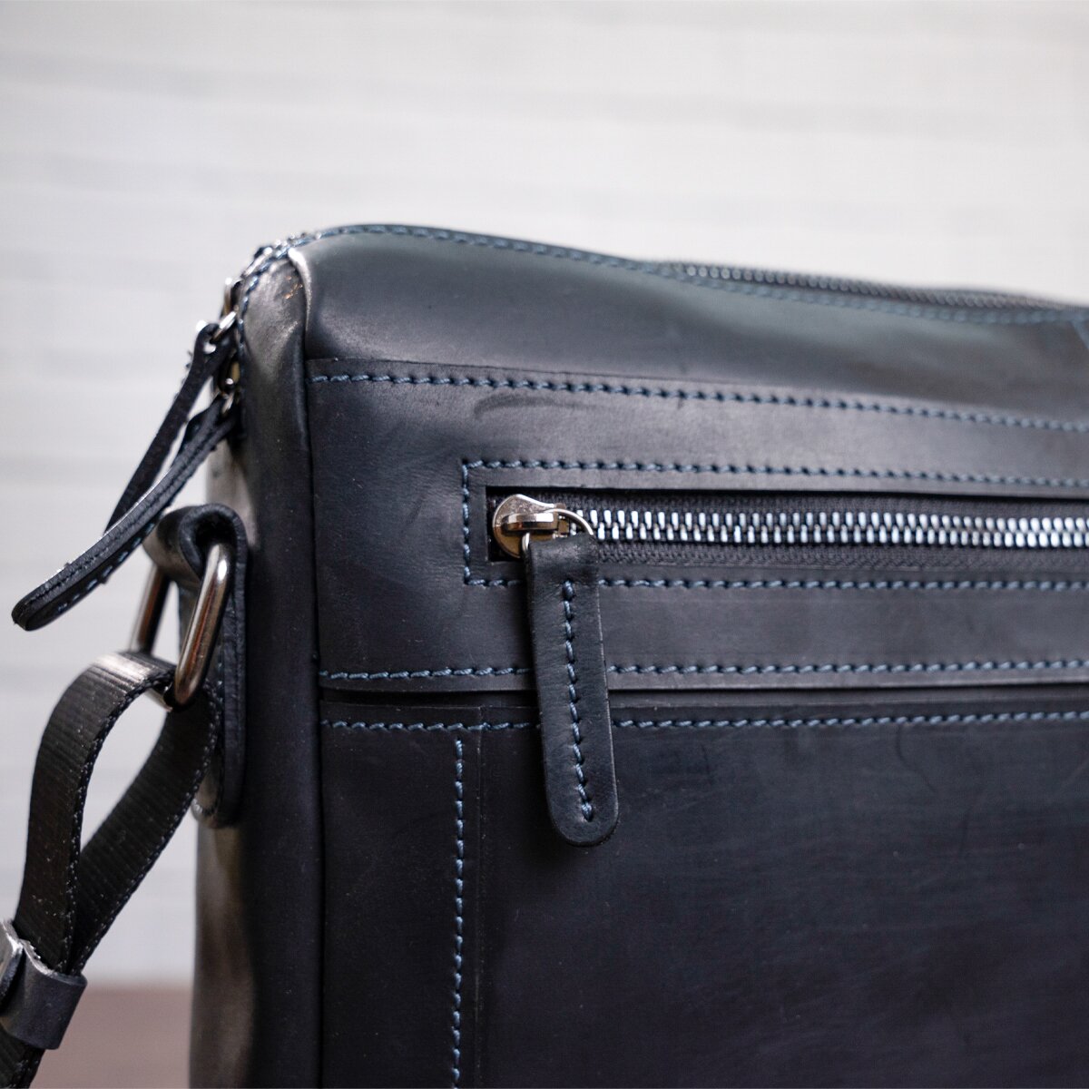 Men's Leather Shoulder Business Bag SHVIGEL 11246 Black Genuine Leather Durable Design