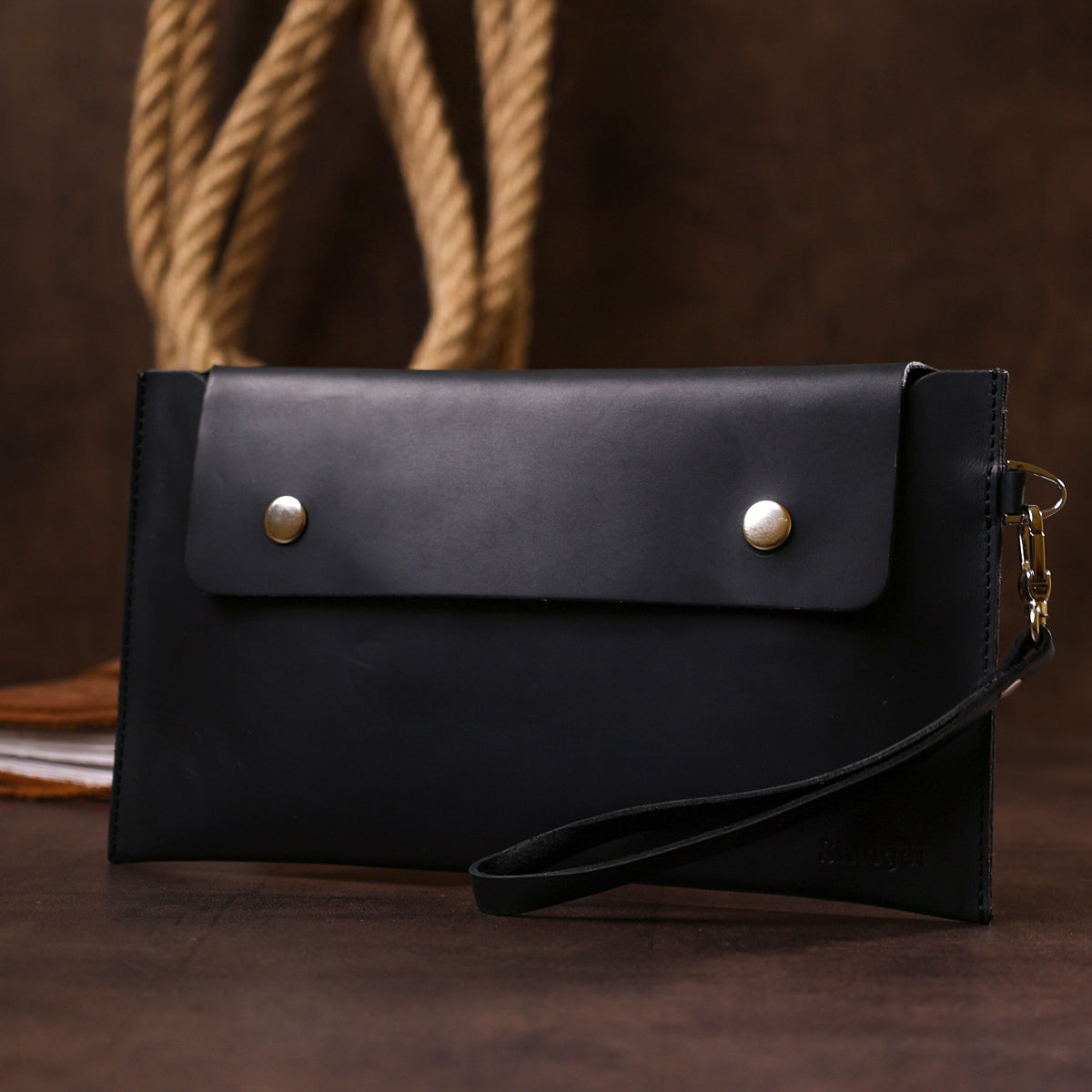 Unisex Matte Leather Travel Cosmetic Bag SHVIGEL 16426 Black Made in Ukraine