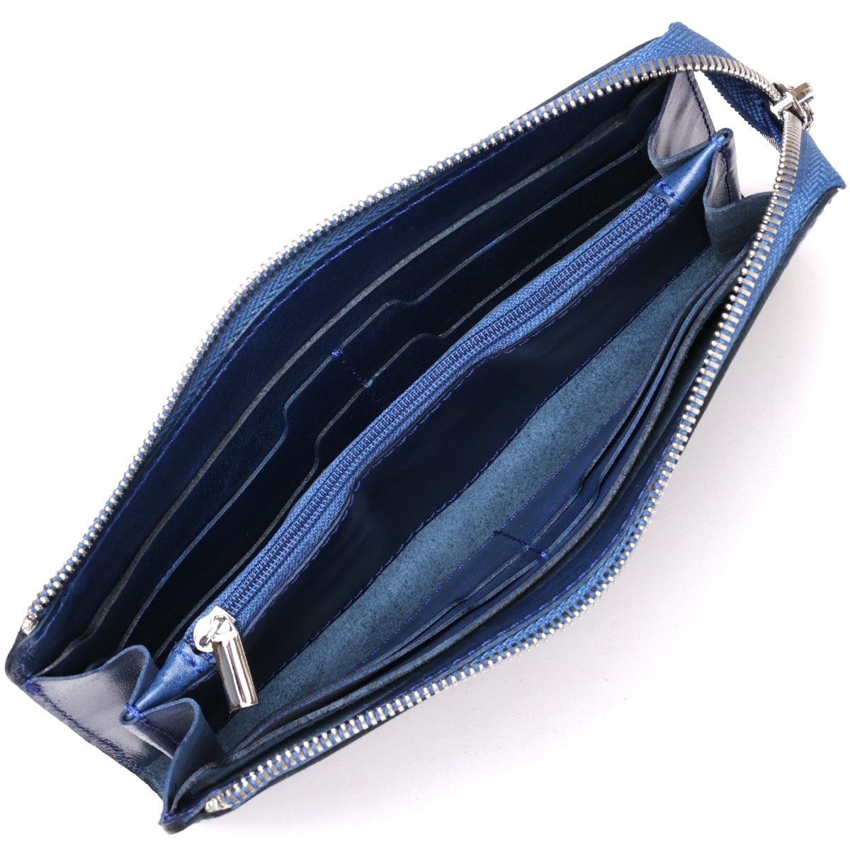 Unisex Leather Clutch SHVIGEL 16183 Blue Natural Leather Premium Quality