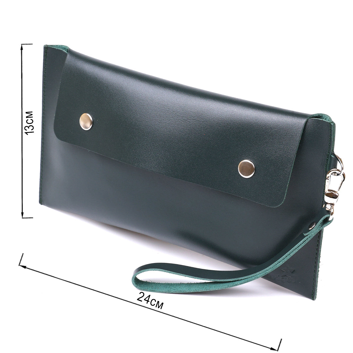 Leather Travel Cosmetic Bag SHVIGEL 16423 Green Natural Leather Design