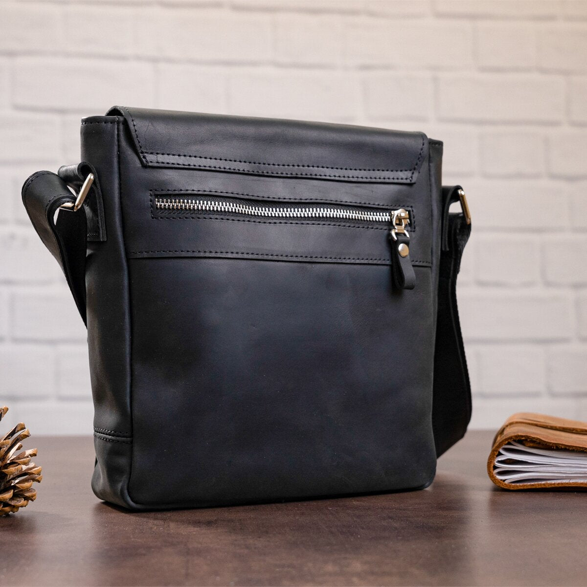 Men's Leather Bag SHVIGEL 11171 Black Genuine Leather from Ukraine, Stylish Design