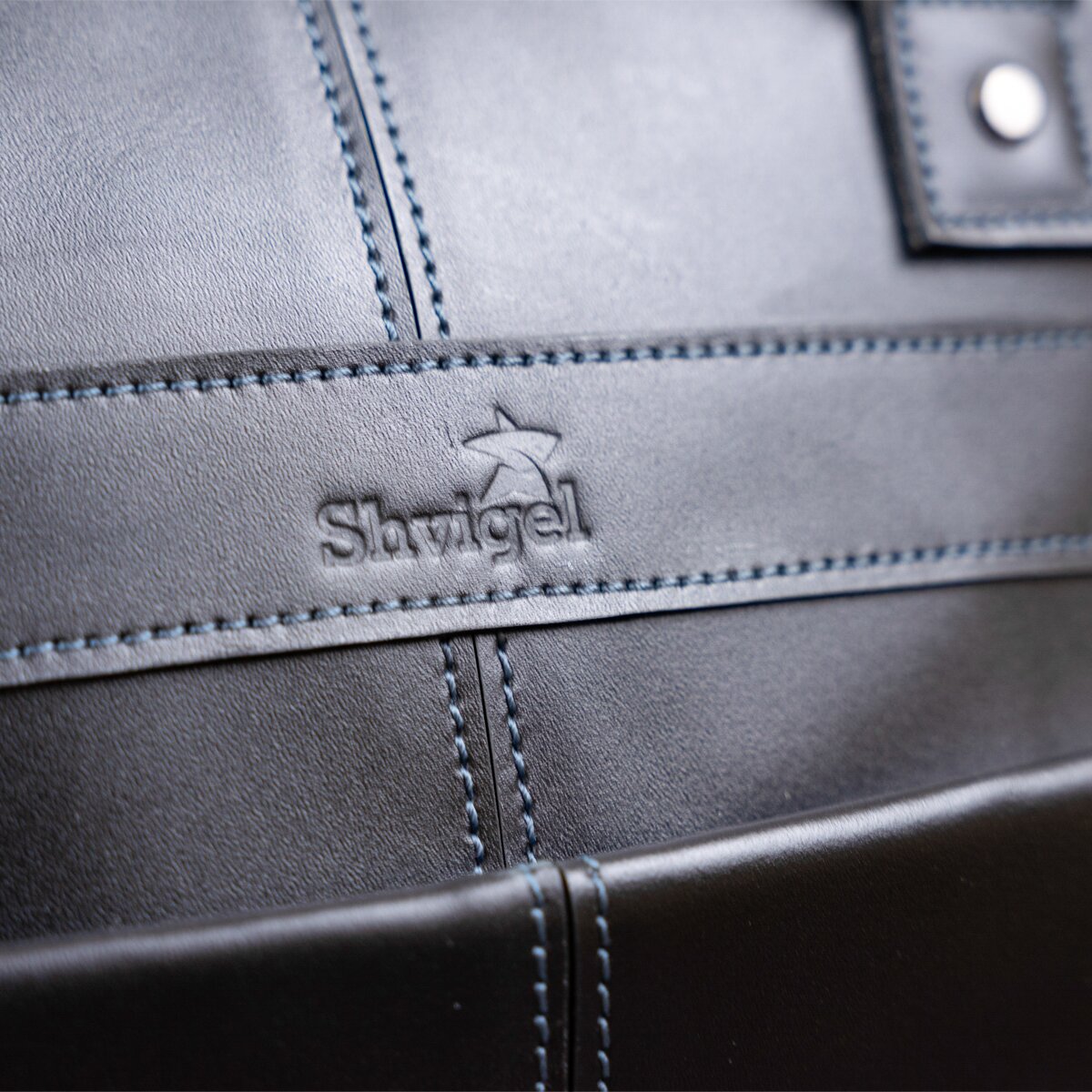 SHVIGEL Leather Laptop Bag 11248 Black Smooth Genuine Leather Design
