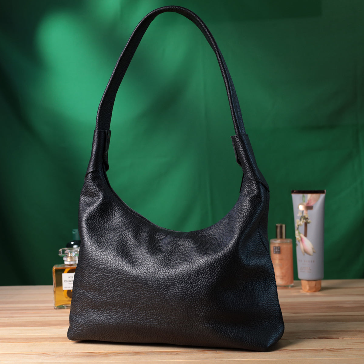 Shoulder Bag SHVIGEL 22827 Black Natural Leather Flotar - Made in Ukraine