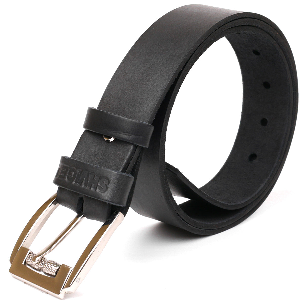 Men's Leather Belt SHVIGEL 10084 Black Genuine Leather Made in Ukraine