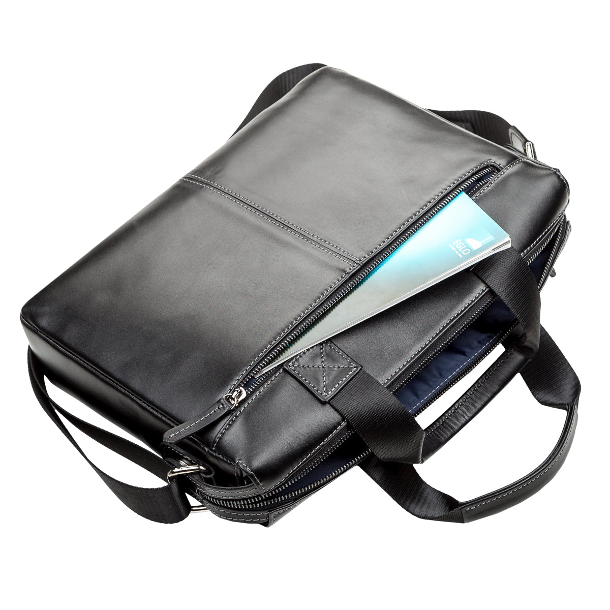 Men's Leather Bag SHVIGEL 11107 Black, Made in Ukraine, Natural Leather Material