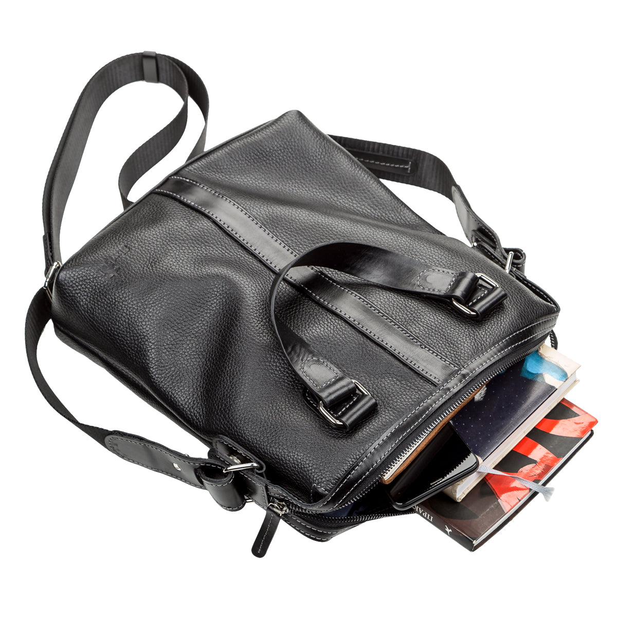 Leather Men's Bag SHVIGEL 11114 Black Natural Leather Stylish Design