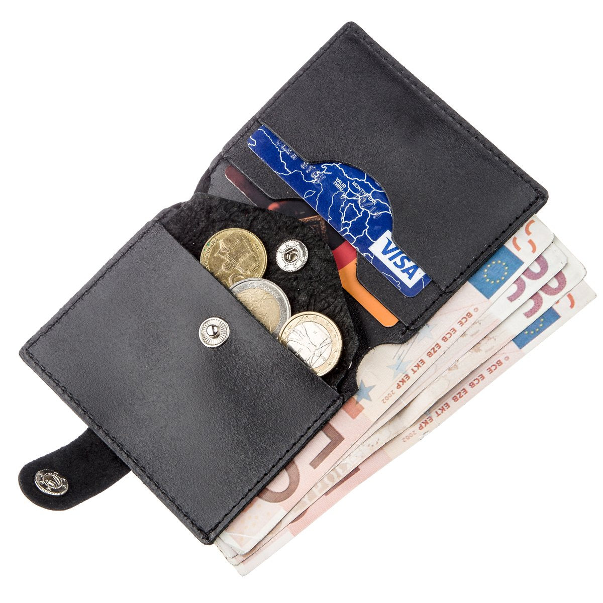 Vertical Men's Leather Wallet with Coin Pocket SHVIGEL 16221 Black - Genuine Leather from Ukraine