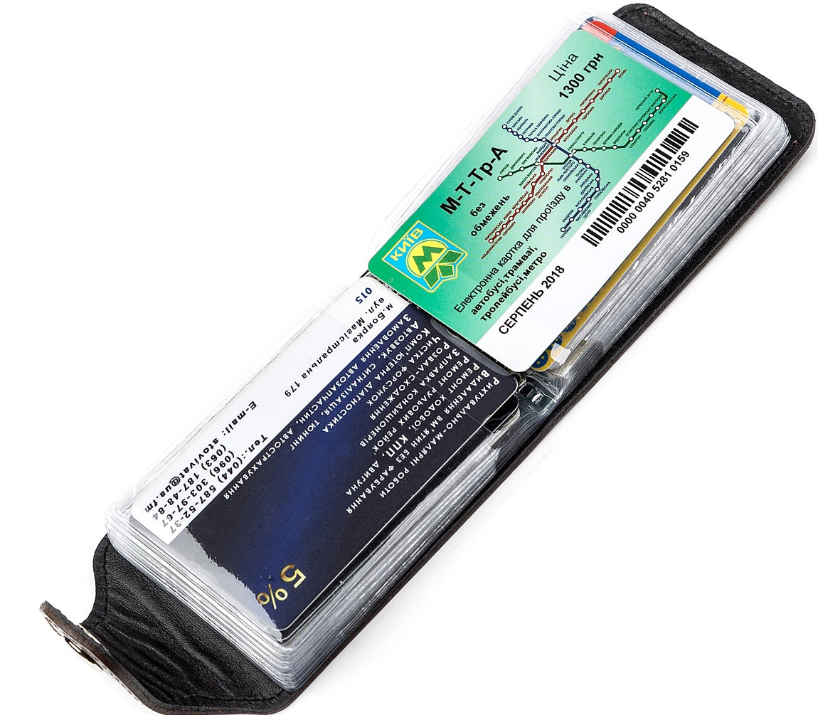 Horizontal Business Card Holder SHVIGEL 13914 Leather Brown Natural Skin Ideal for Visiting Cards