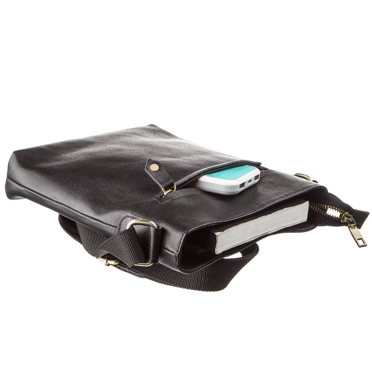 Men's SHVIGEL Leather Unclasped Bag 19119 Black - Genuine Leather, Ukraine Made