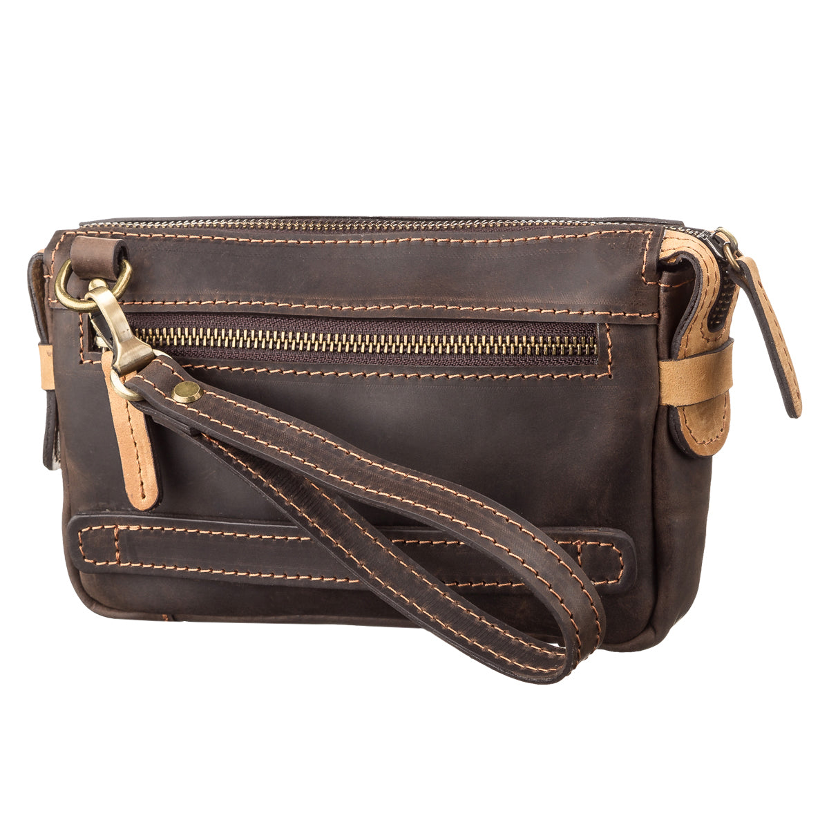 Men's Leather Clutch SHVIGEL 11086 Brown - Handmade Natural Leather from Ukraine