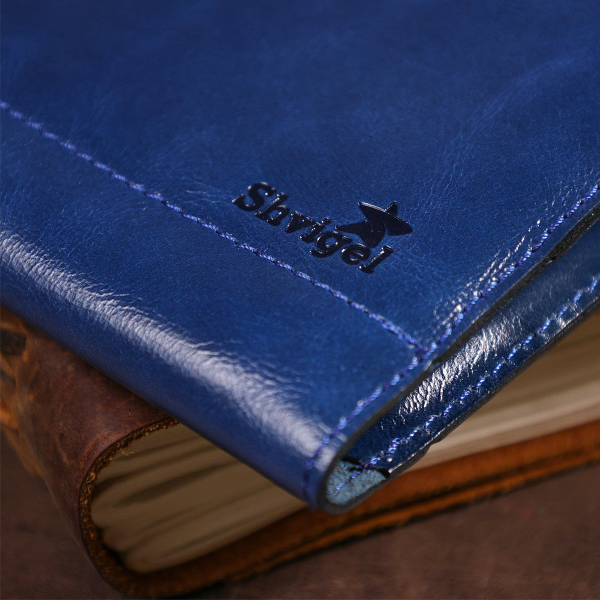 Unisex Leather Clutch SHVIGEL 16183 Blue Natural Leather Premium Quality