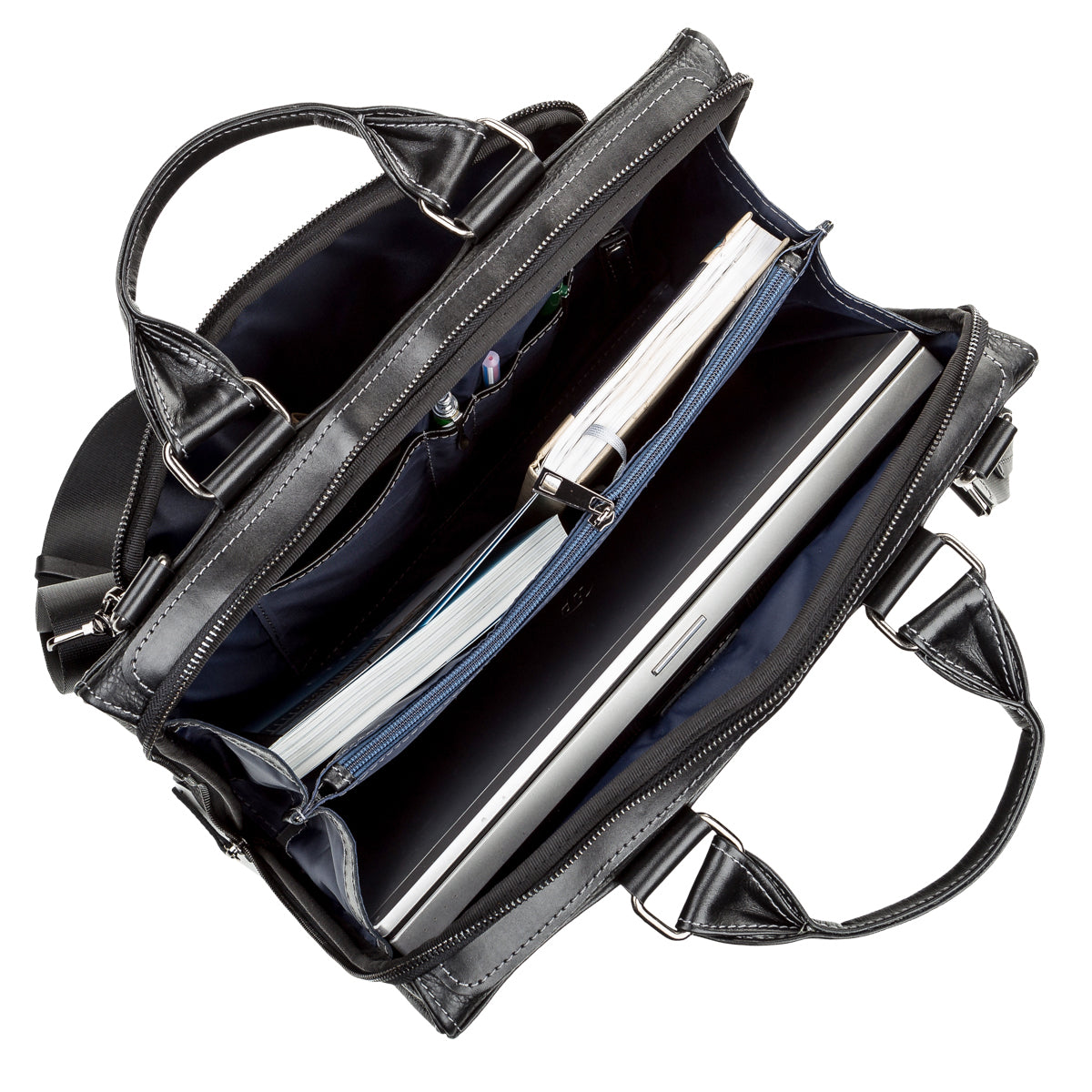 Men's Leather Bag SHVIGEL 11116 Black High-Quality Natural Leather from Ukraine