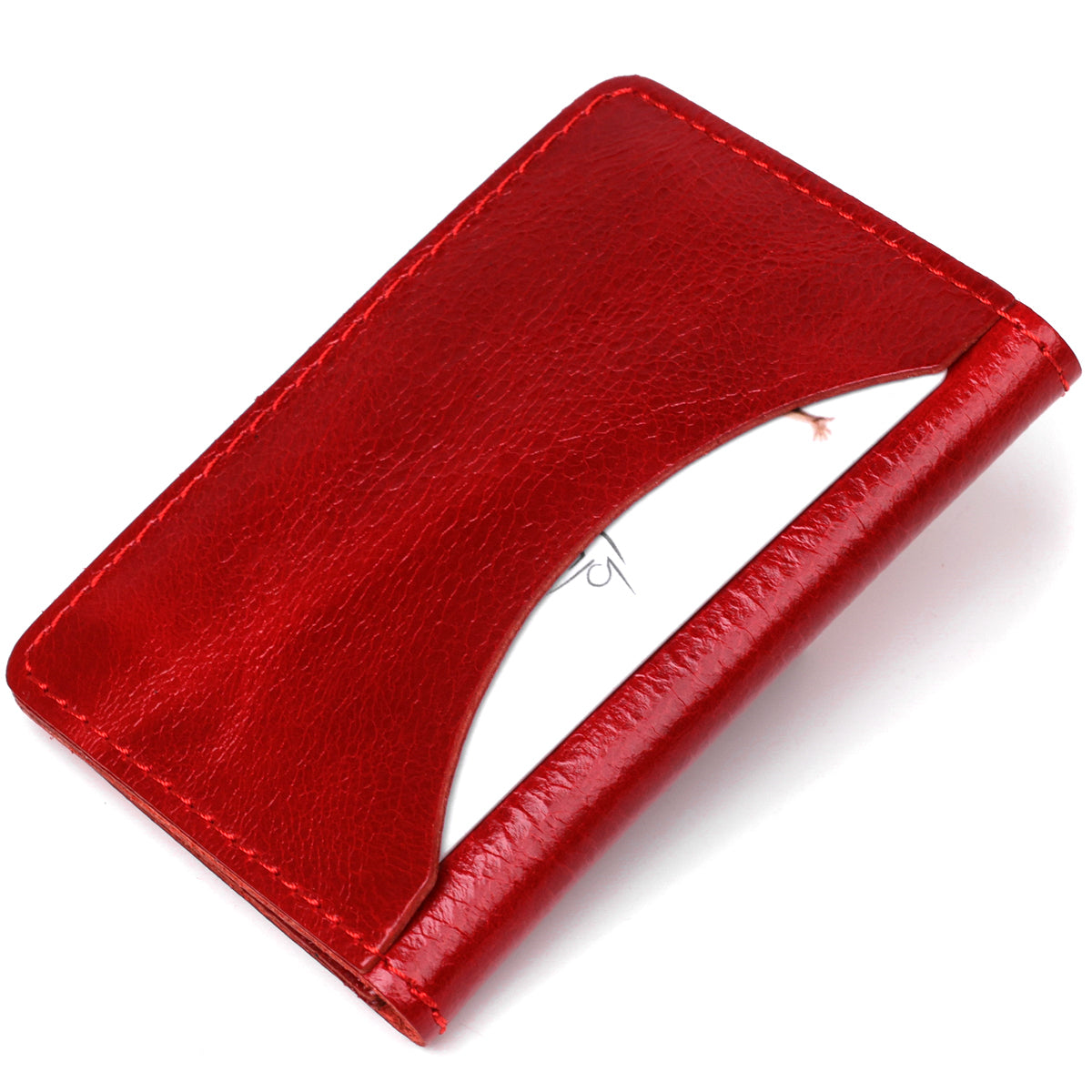 Stylish SHVIGEL Business Card Holder 00116 Red Genuine Leather for Visitation Cards