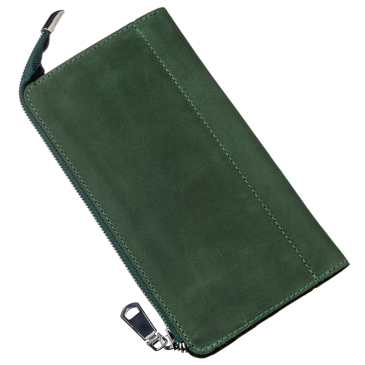 Unisex Vintage Leather Clutch SHVIGEL 16188 Green Natural Leather from Ukraine