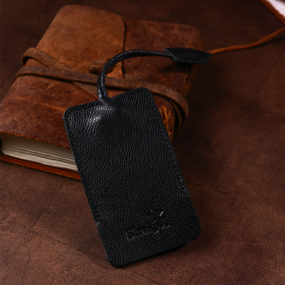 Leather Key Holder SHVIGEL 15308 Black Natural Leather Minimalist Design