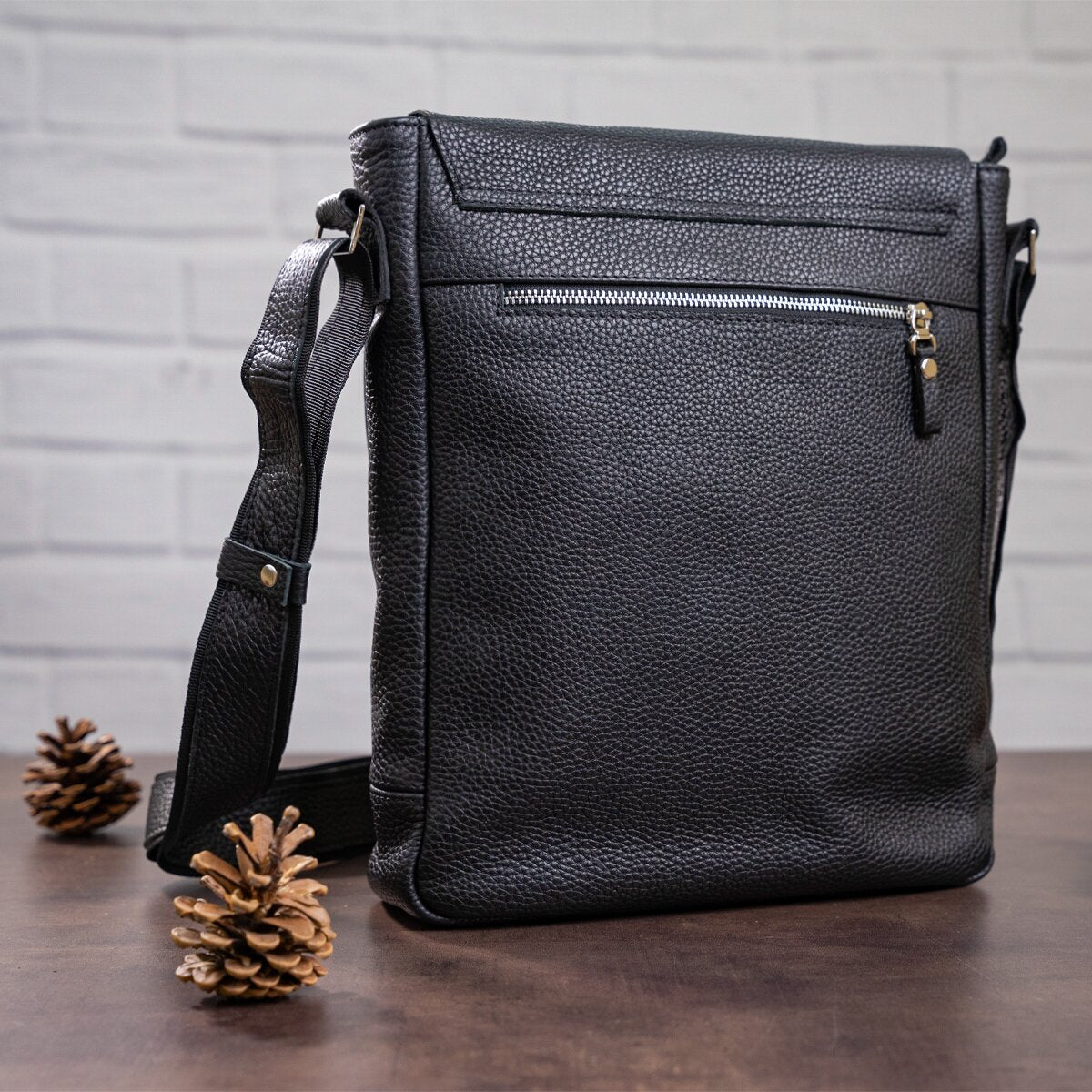 Leather Bag SHVIGEL 11080 Black Made in Ukraine, Genuine Leather Material