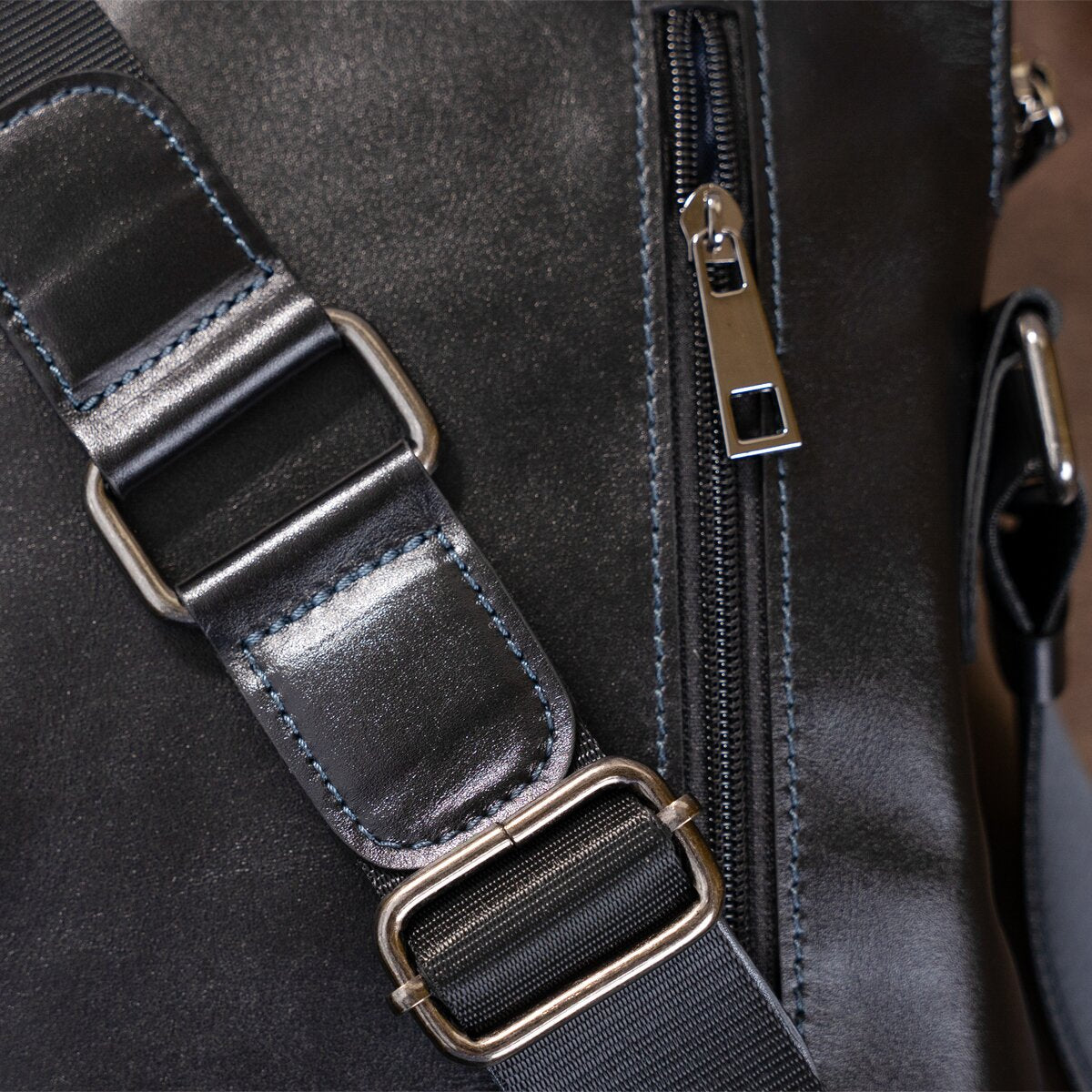 Men's Leather Bag SHVIGEL 11101 Black Genuine Leather Handmade in Ukraine