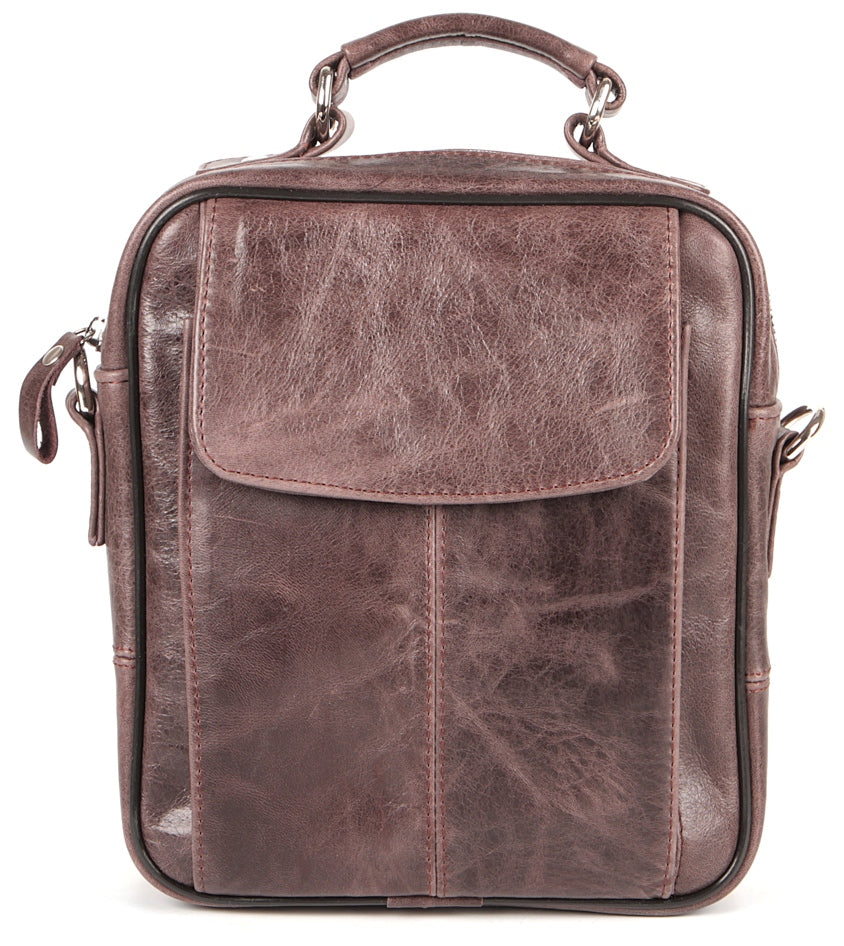 Leather Bag SHVIGEL 00874 Brown Natural Leather Ukrainian Design Quality
