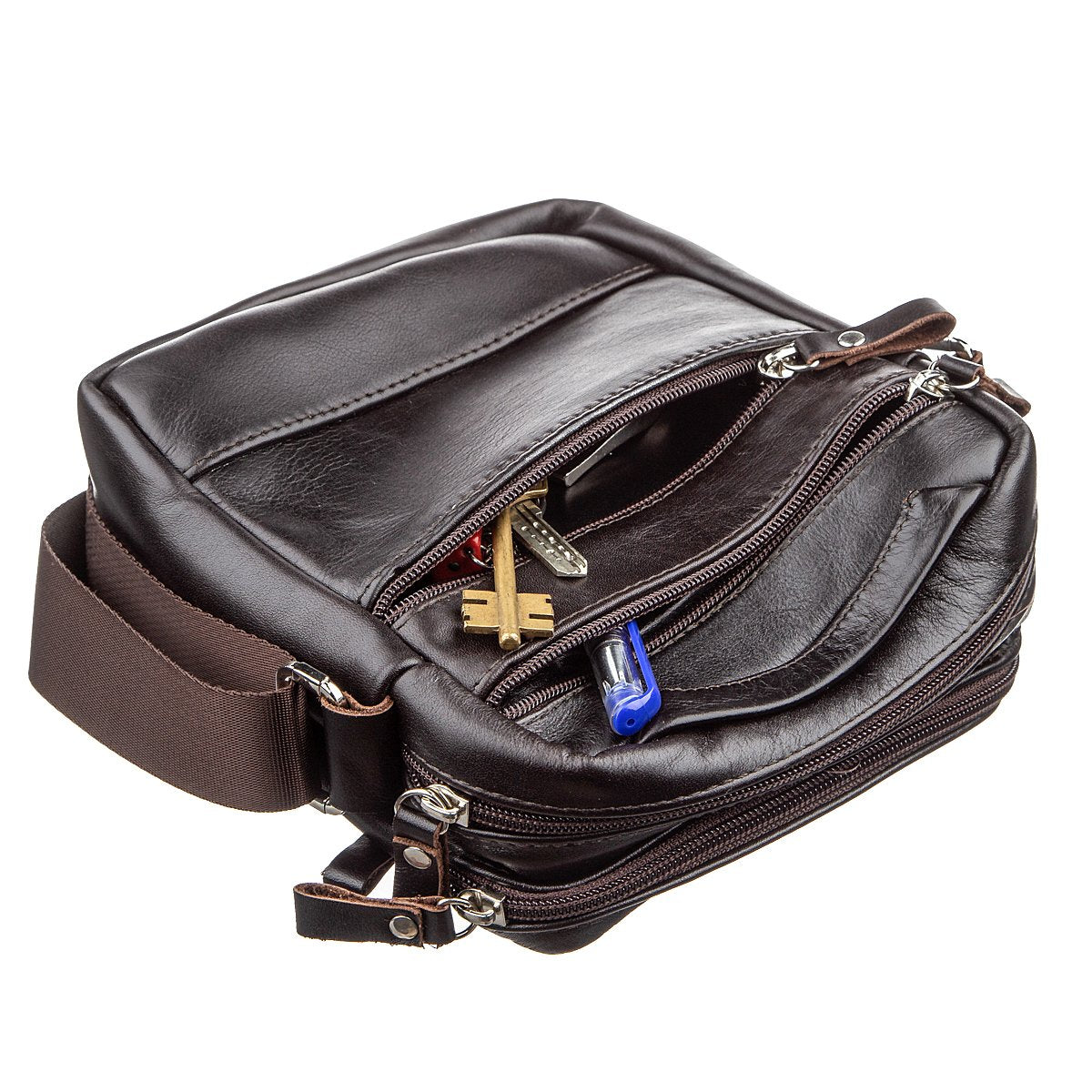 Men's Leather Bag SHVIGEL 11142 Brown Genuine Leather Ukrainian Made Stylish Design