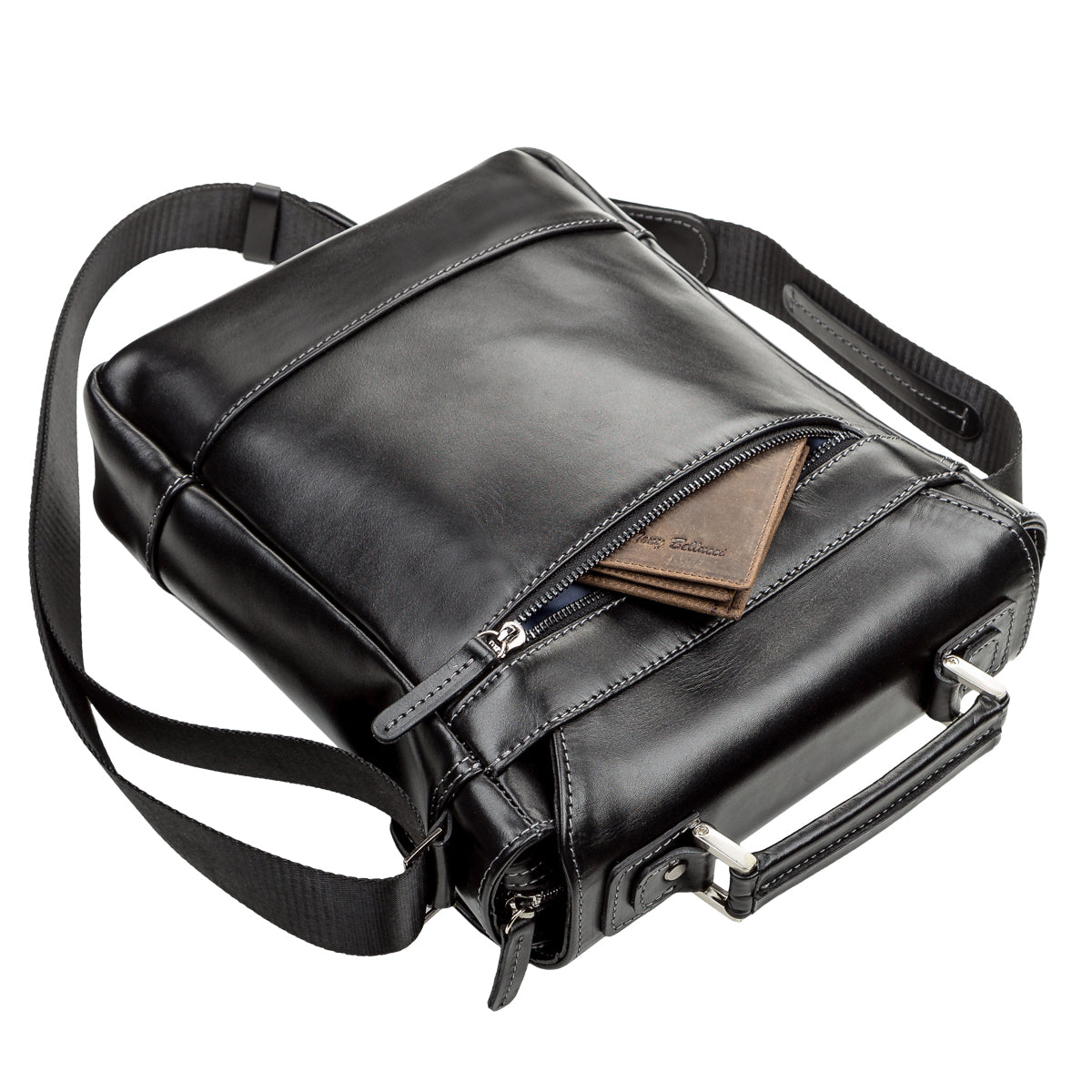 Men's Leather Bag SHVIGEL 11118 Black Genuine Leather Natural Materials