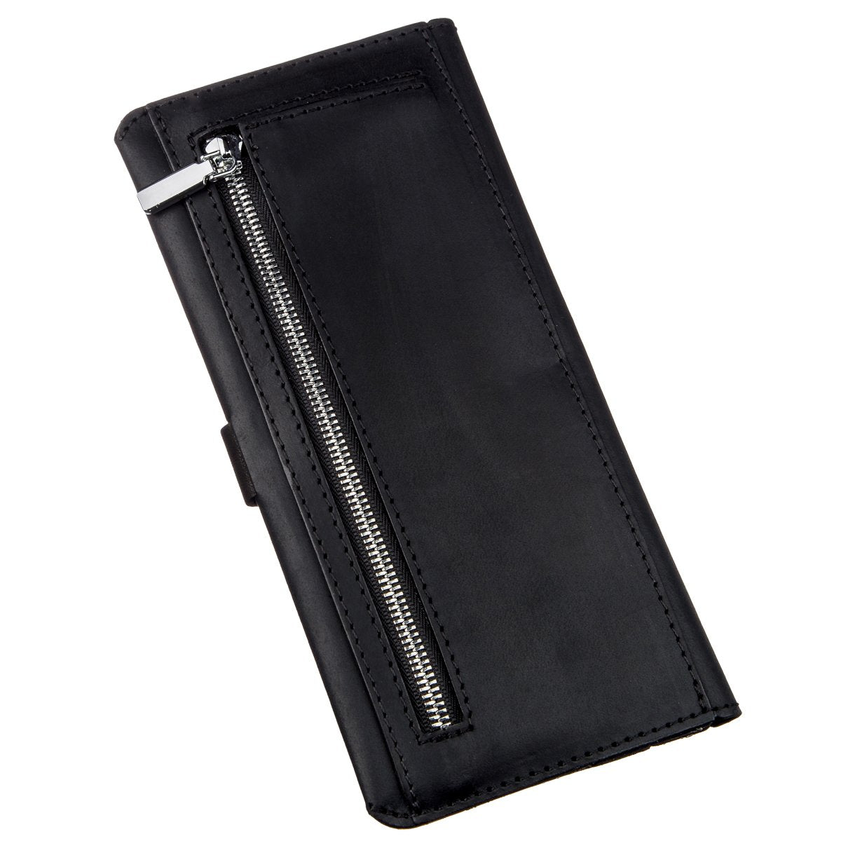 Men's Wallet SHVIGEL 16209 Vintage Black Leather, Natural Leather Material, Ukraine