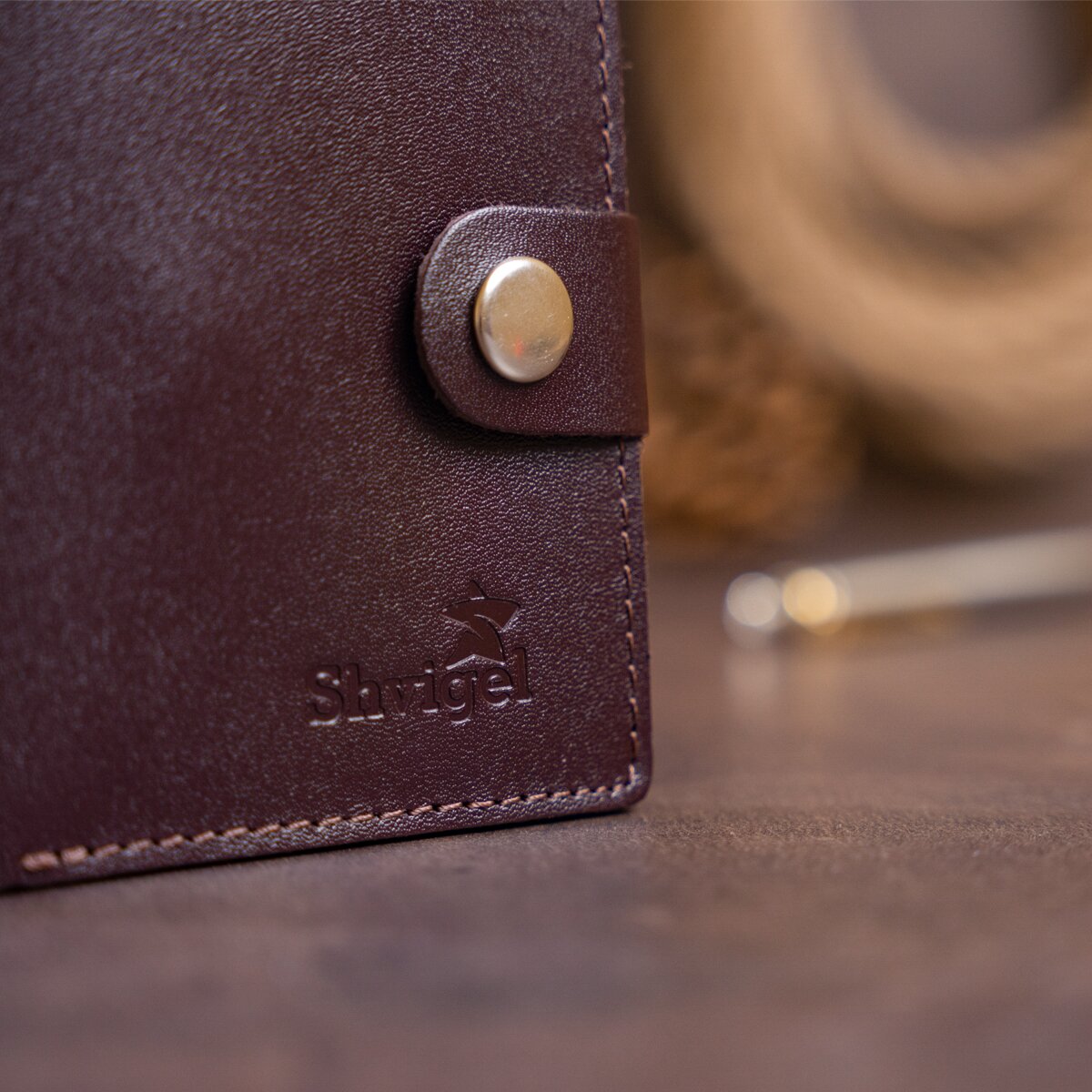 Vertical Leather Wallet for Men SHVIGEL 16218 Brown - Natural Leather, Coin Pocket