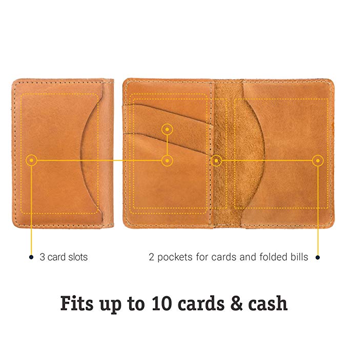 Leather Business Card Holder SHVIGEL 15300 Yellow Natural Leather for Cards