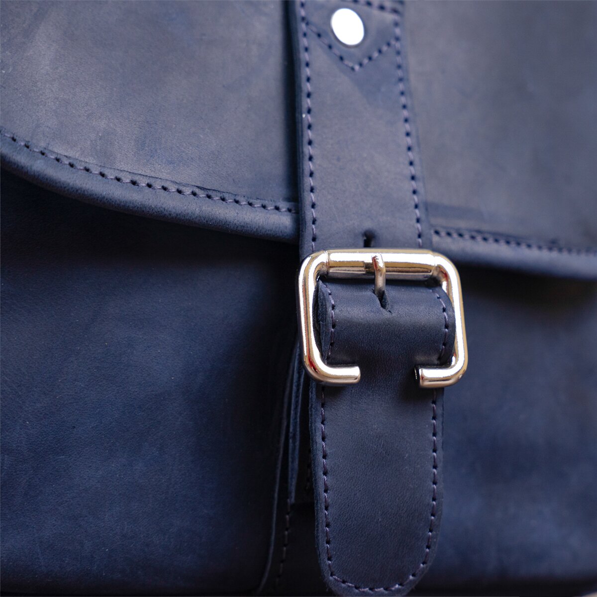 Natural Leather Handbag SHVIGEL 11015 Blue - Ukrainian Quality Craftsmanship