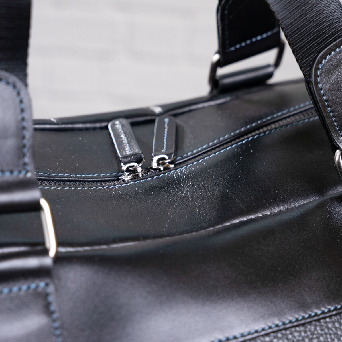 Travel Bag SHVIGEL 11120 Genuine Black Leather from Ukraine with Durable Design