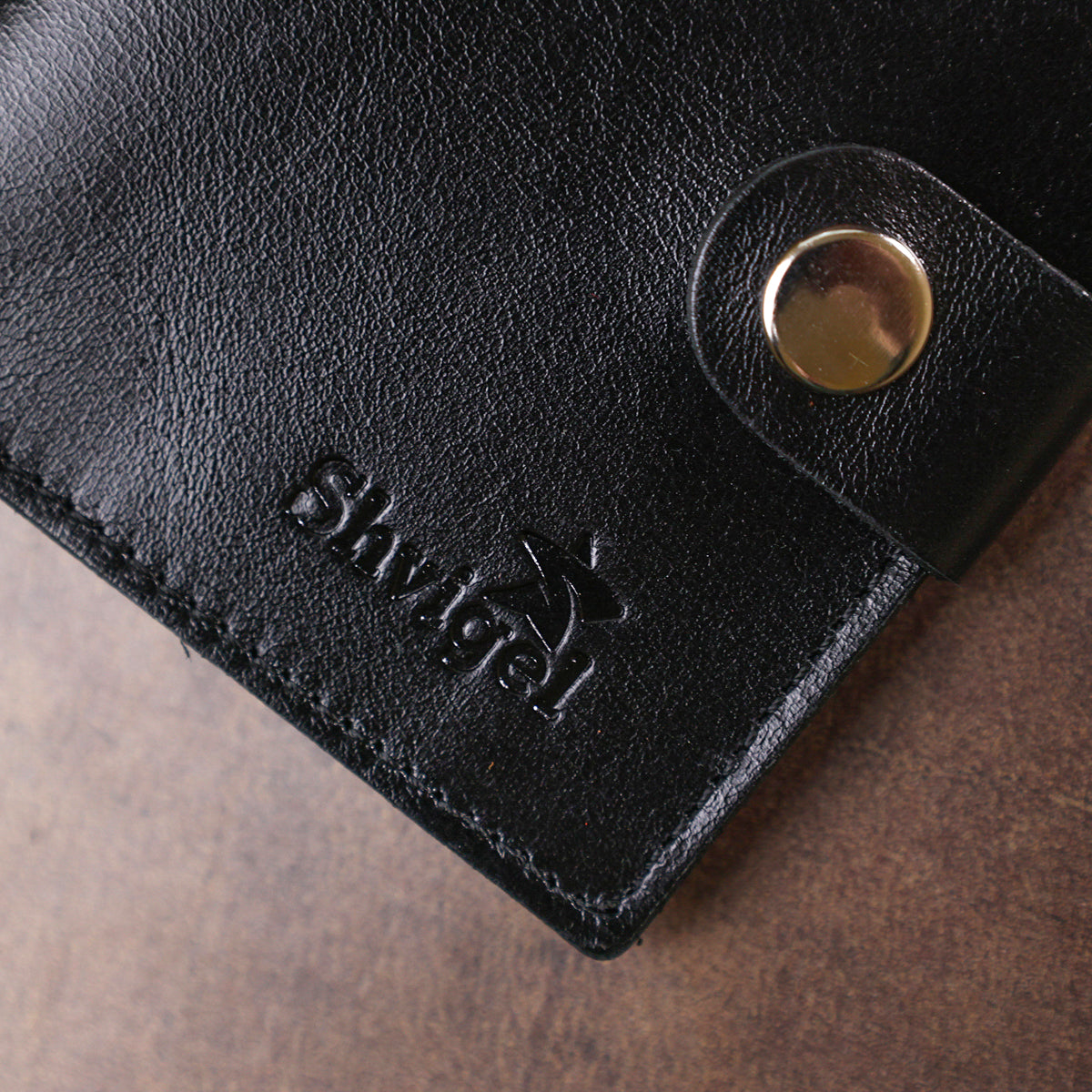 Men's Practical Wallet SHVIGEL 16502 Black Genuine Leather Ukrainian Craftsmanship
