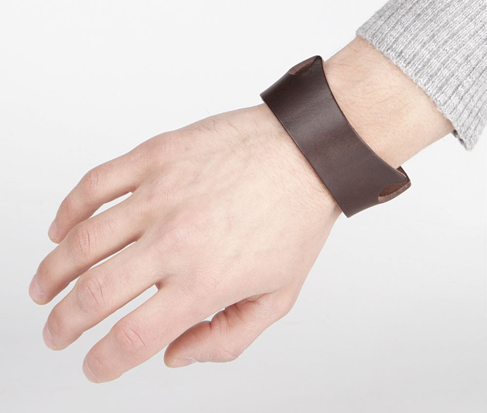 Natural Leather Bracelet SHVIGEL 13797 Brown - Handmade from Ukrainian Leather