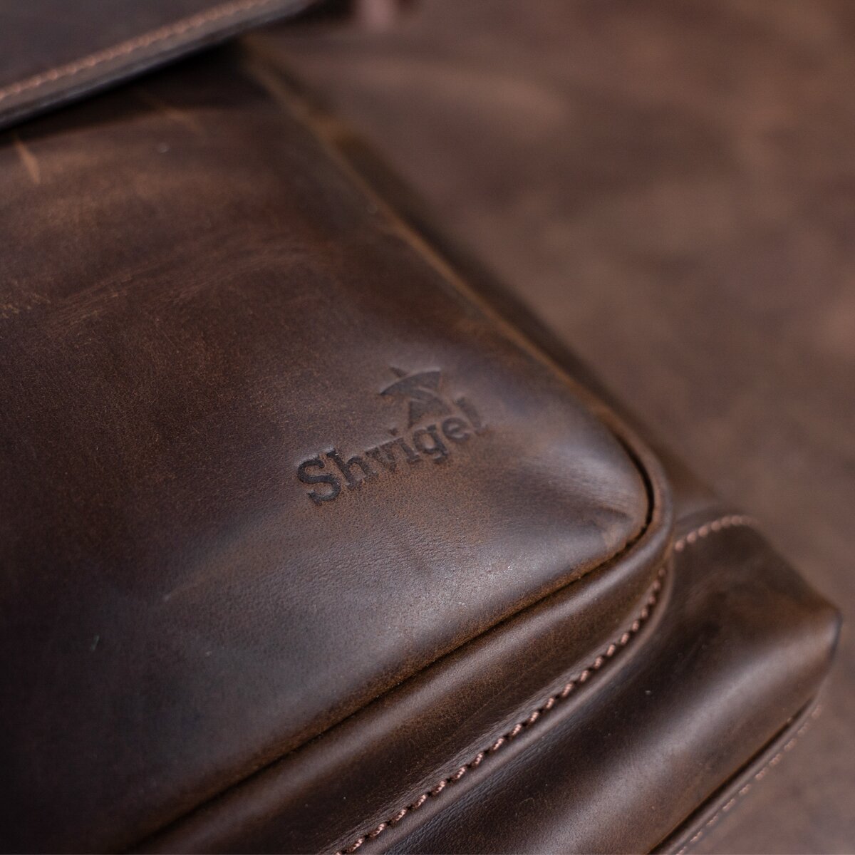 Men's Leather Bag SHVIGEL 11113 Brown Genuine Leather Handmade in Ukraine