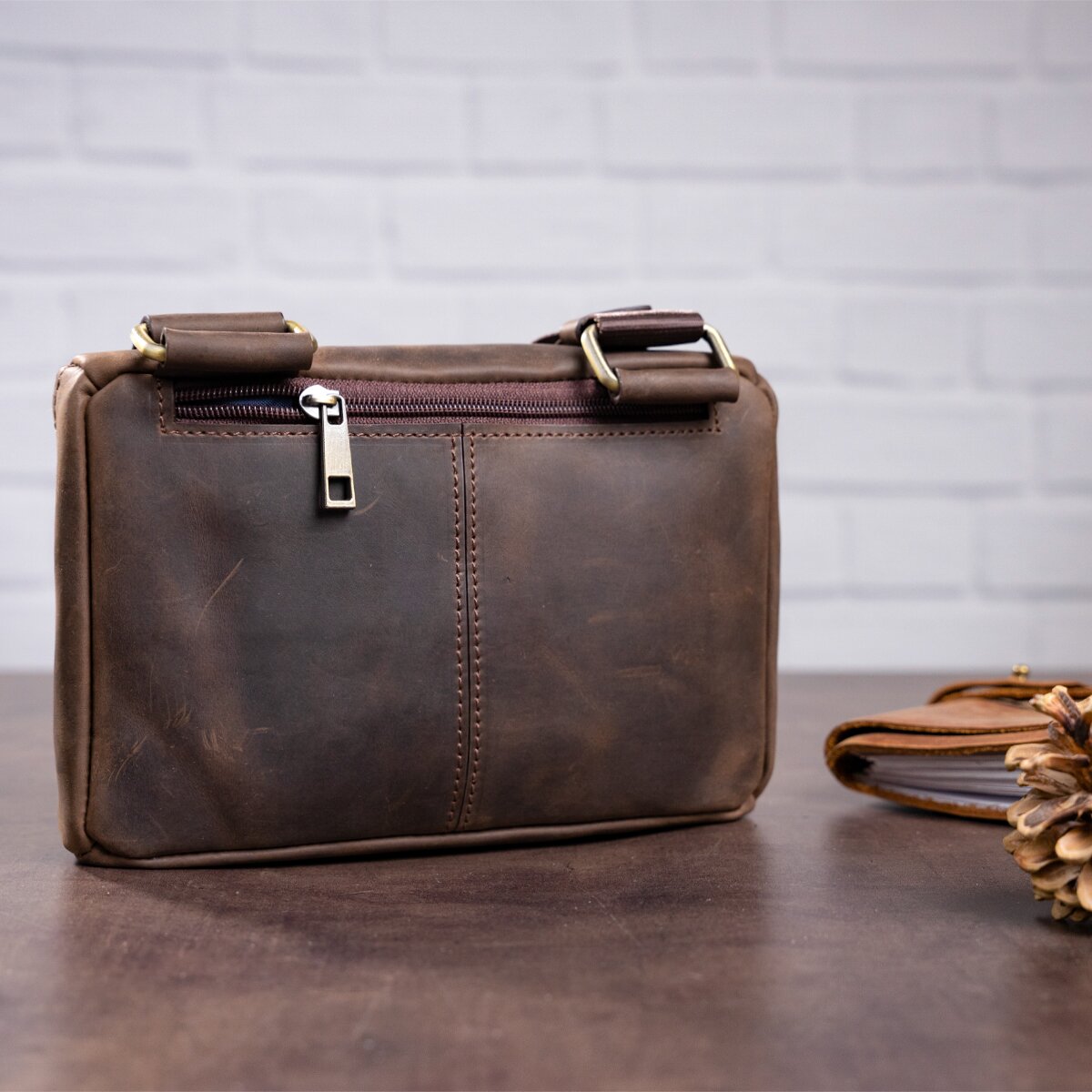 Men's Leather Bag SHVIGEL 11094 Brown Natural Leather High-Quality Craftsmanship